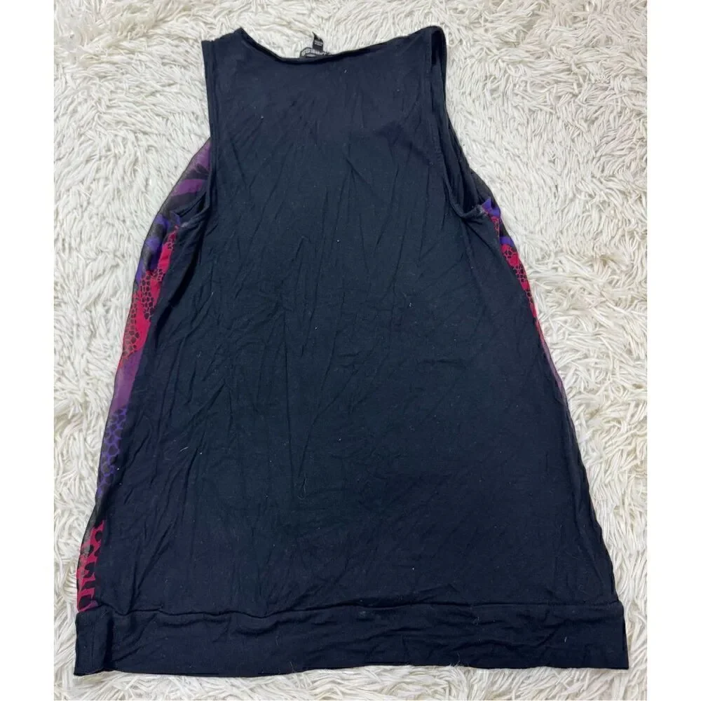 Adorable Black, Purple & Red Animal Print Sleeveless Blouse by Express size Smal